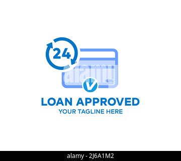 Loan Approved Accepted Application logo design. Loan Approved, Financial loan money contract agreement company credit or person loan approval. Stock Vector