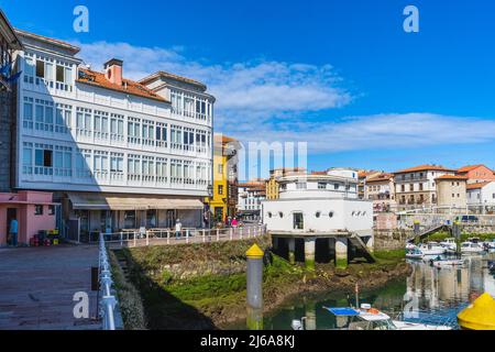 Llanes, Asturias, Spain, July 24, 2021. Port of the city of Llanes in the Cantabrian Sea, in Asturias.