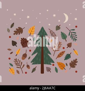 Forest leaves set Stock Vector