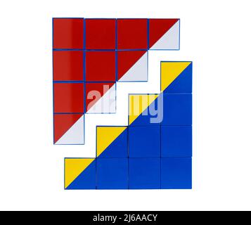 Joining two matching puzzle pieces together. Partnership, compatibility and cooperation concept isolated on white background. High quality photo Stock Photo
