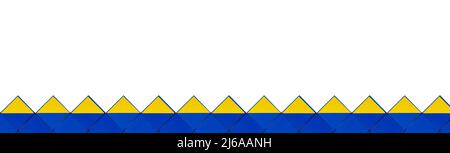 Abstract geometric border isolated on white background in yellow and blue colors. High quality photo Stock Photo