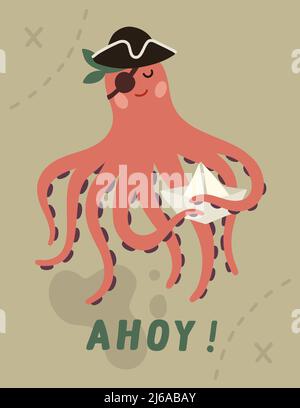 Pirate octopus Stock Vector