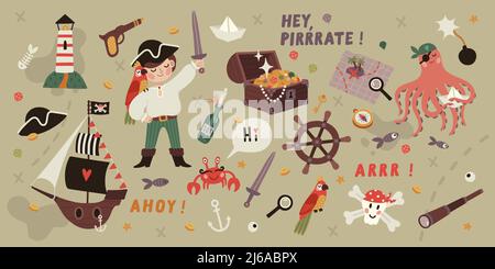 Big pirate set Stock Vector