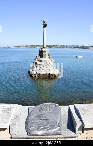 SEVASTOPOL, CRIMEA, RUSSIA - MAY 30, 2019: Monument to the Scuttled Ships in Sevastopol Bay. It was built in 1905 in honor of the 50th anniversary of Stock Photo