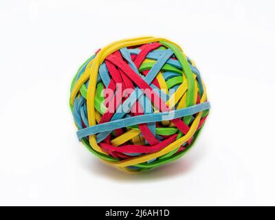 Rubber bands, colorfully shaped into a ball Stock Photo