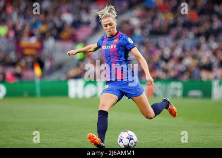 BARCELONA - MAR 30: Rolfo in action during the UEFA Women's Champions League match between FC Barcelona and Real Madrid at the Camp Nou Stadium on Mar Stock Photo