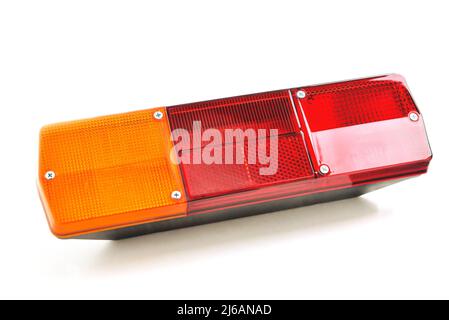 back light, car tail light, multi-section truck tail light, auto part, car detail white background close-up Stock Photo