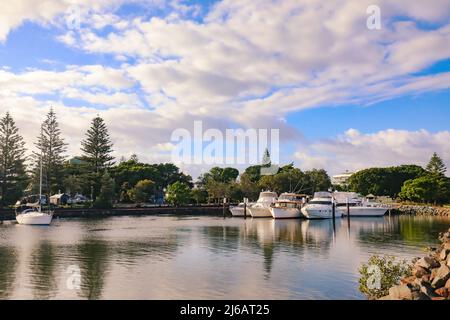 Forster NSW Australia - 13 April 2022: Tranquil early morning sunrise at the marina Stock Photo