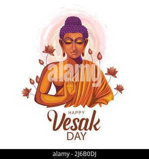 Happy Vesak Day Budha Purnima With white Background Silhouette Vector Illustration design Stock Vector