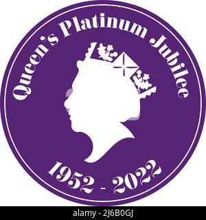 The Queens Platinum Jubilee 2022 - In 2022, Her Majesty The Queen will become the first British Monarch to celebrate a Platinum Jubilee after 70 years Stock Vector