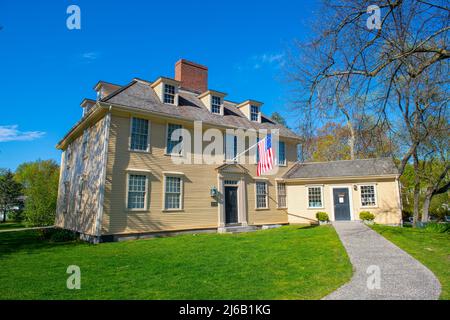 Buckman Tavern is a historic American Revolutionary War site built in 1710 at 1 Bedford Street in historic town center of Lexington, Massachusetts MA, Stock Photo