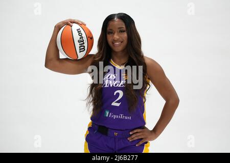 Los Angeles Sparks guard Te'a Cooper (2) poses during media day, Wednesday,  Apr. 27, 2022, in Torrance, Calif Stock Photo - Alamy