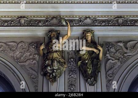 VIENNA, AUSTRIA - MAY 15, 2019: This is a fragment of the decoration of the Halls of Mineralogy of the interior of the Museum of Natural History. Stock Photo