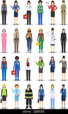 People occupation characters set in flat style isolated on white ...