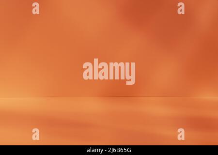 Empty beige studio space with deep artistic shadow. Minimalistic space concept Stock Photo