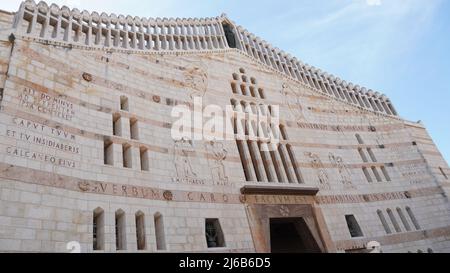 The Church of the Annunciation also knows as Basilica of the Annunciation, Nazareth, Israel. Facade of Basilica of the Annunciation Stock Photo