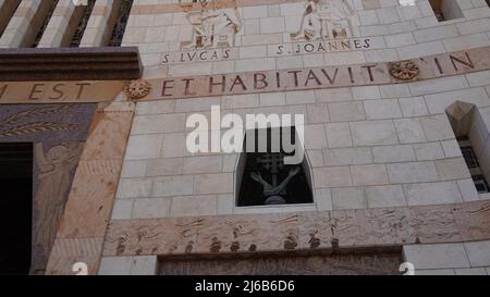 The Church of the Annunciation also knows as Basilica of the Annunciation, Nazareth, Israel. Facade of Basilica of the Annunciation Stock Photo