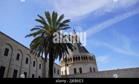 The Church of the Annunciation also knows as Basilica of the Annunciation, Nazareth, Israel. Facade of Basilica of the Annunciation Stock Photo