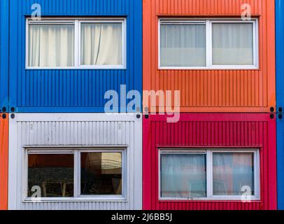 Containder homes as temporary houses for students and refugees or asylum seekers Stock Photo