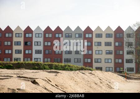 container homes as temporary houses for students and refugees or asylum seekers Stock Photo