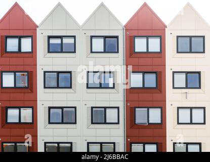 container homes as temporary houses for students and refugees or asylum seekers Stock Photo