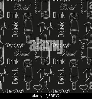 Pattern dark bottle and inscription DRINK, abstract. Vector illustration Stock Vector