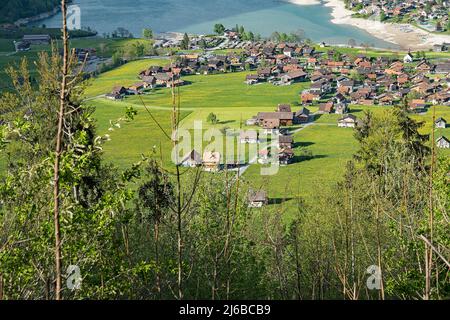 View from Brünigpass on Lungern, Canton Obwalden, Switzerland Stock Photo