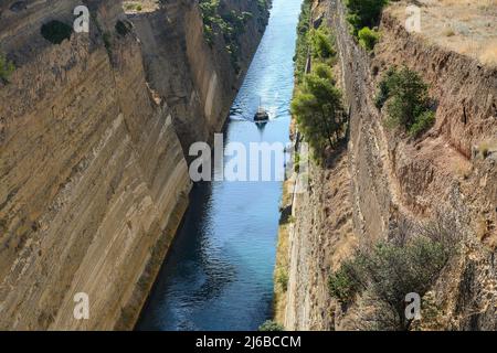 Canal on the Isthmus of Corinth, Greece Stock Photo