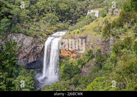 Ebor Falls is a spectacular double waterfall on the Guy Fawkes River - Dorrigo, NSW, Australia Stock Photo