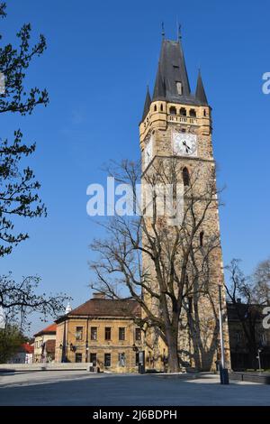 Baia Mare, the Capital of Maramures Region in Romania: the Inner City: the tower of former St. Stephen´s church Stock Photo