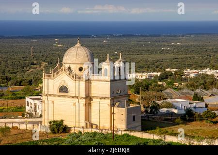 Elevated view of Church of Our Lady 'della Grata'. Ostuni. Province of Brindisi, Apulia (Puglia) Italy.  The Sanctuary of the Madonna della Grata is a Stock Photo