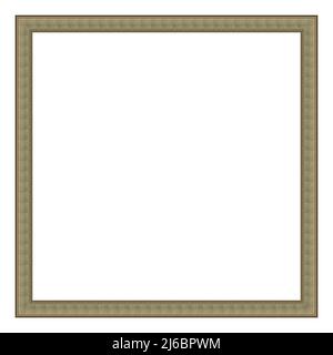 Rectangular empty wooden and silver gilded frame isolated on white background Stock Photo