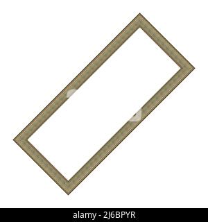 Rectangular empty wooden and silver gilded frame isolated on white background Stock Photo