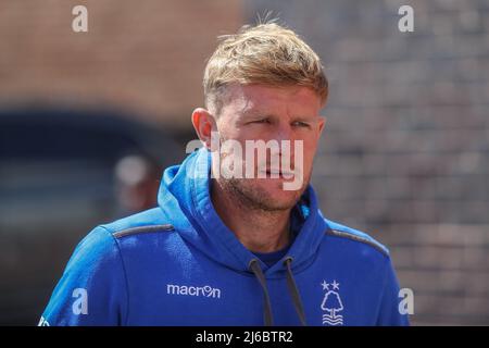 Joe Worrall #4 of Nottingham Forest arrives at the game prior to kick off Stock Photo