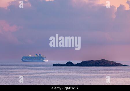 a P and O cruise ship, Britannia off the coast of St Martin Stock Photo