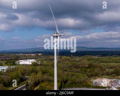 wind turbine to supply a large manufacturing plant, free energy Stock Photo