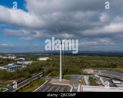 wind turbine to supply a large manufacturing plant, free energy Stock Photo