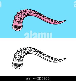 Octopus tentacles. Sea creature. Hand drawn sketch in vintage doodle style. Stock Vector