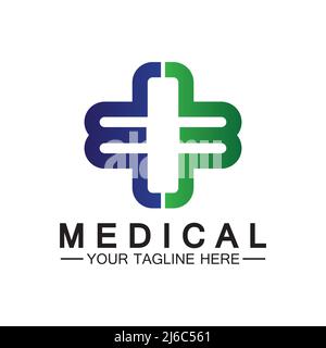 Medical Cross and Health Pharmacy Logo Vector Template Stock Vector
