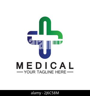 Medical Cross and Health Pharmacy Logo Vector Template Stock Vector