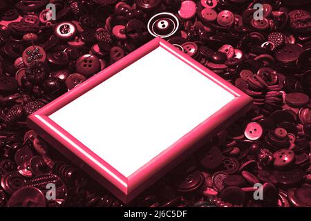 White diagonal frame for text on the background of dark red buttons Stock Photo