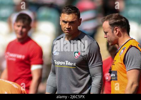 Leicester, UK. 30th Apr, 2022. Leicester Tigers defensive coach, former Leeds Rhinos Rugby League captain Kevin Sinfield  during the Gallagher Premiership Rugby match between Leicester Tigers and Bristol Rugby at Mattioli Woods Welford Road Stadium, Leicester, United Kingdom on 30 April 2022. Photo by Simon Hall. Editorial use only, license required for commercial use. No use in betting, games or a single club/league/player publications. Credit: UK Sports Pics Ltd/Alamy Live News Stock Photo