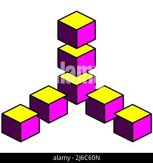 Vector image of a geometric figure assembled from colored cubes Stock Photo