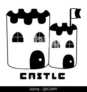 Two castles, black and white illustration Stock Vector
