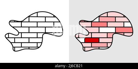 Hand-drawn of cracked brick walls. Vector illustration. Stock Photo