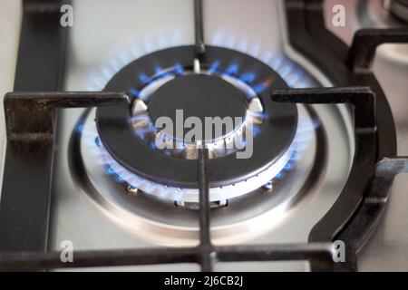 A close-up view of the kitchen gas stove Stock Photo
