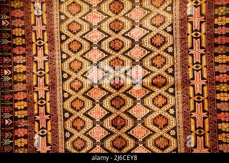 vintage Azerbaijan, Turkish Oriental carpet handmade, backround. Stock Photo