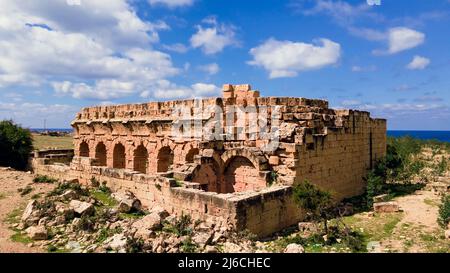 Libya, Near Benghazi, Ptolemais (Tolmeita), Fortress Church Stock Photo