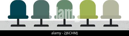 Five football chairs in different colors on a white background - Vector illustration Stock Vector