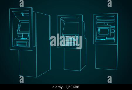 Stylized vector illustrations of different ATMs Stock Vector